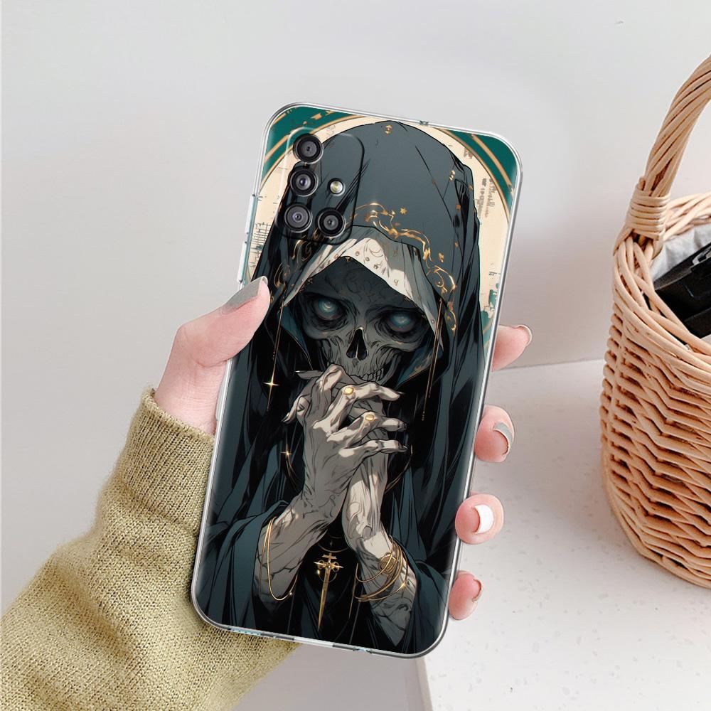 Phone Case For Samsung A15 A13 A35 A55 A51 A71 A41 A31 A21S A03S A05 A17 A23 A25 A33 A53 A73 5G A07 4G Cover Grim Reaper Skull