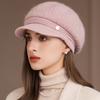 New Women Fashion Winter Hat With Brim Plush Fur Lined Chic Hats For Women Casual Rabbit Fur Blend Streetwear Knitted Cap