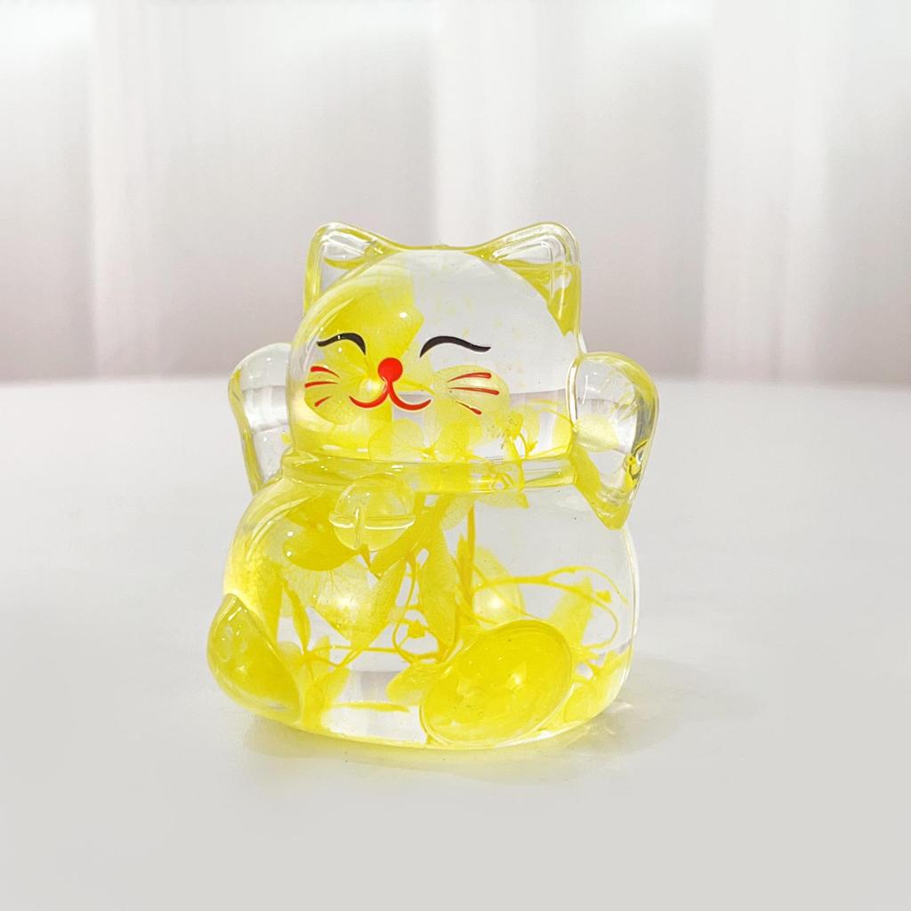 Luminous Glitter Lucky Cat Desktop Figurine with Flowing Sand