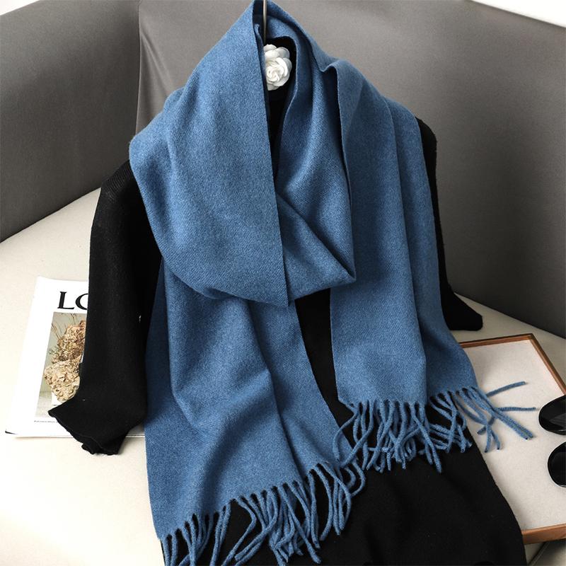 Nytt 62 farger Vinterskjerf for kvinner Langt Varmt Kasjmirskjerf Hijab Ensfarget Dame Sjal Wrap Kvinnelig Pashmina Bandana Hodeskjerf