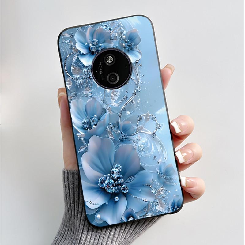Printed Phone Case For Nokia 110 4G 2024/HMD 110 4G/Nokia 125 4G 2024 Soft Silicone Black Shell Cover Cute Flower Cartoon Casing