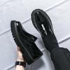 Patent Leather Platform Shoes Loafers Shoes Men Thick-soled Wedding Shoes Black Formal Business Shoes Slip-on Leather Increase