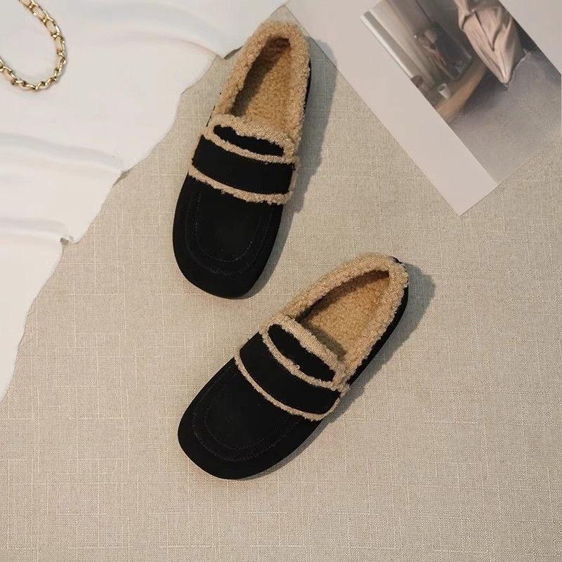 Retro Platform Heel and Fleece-lined Women's New Style Versatile Casual Loungewear Shoes