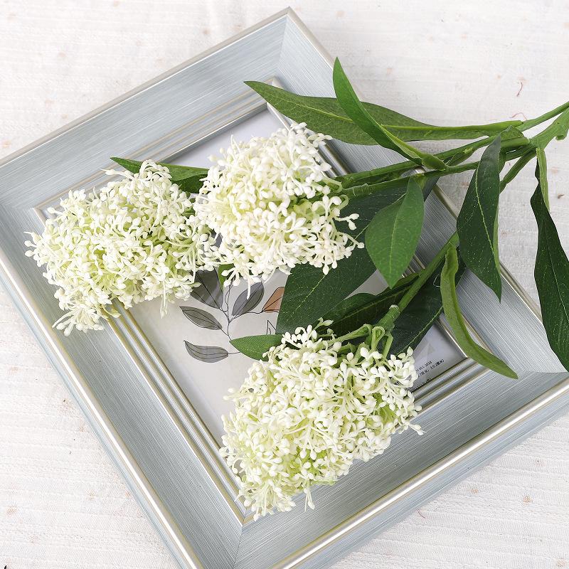 Single Wooden Hydrangea Fake Flower Interior Decoration Ornament Floral Arrangement, Wedding Simulation Snowball Flower