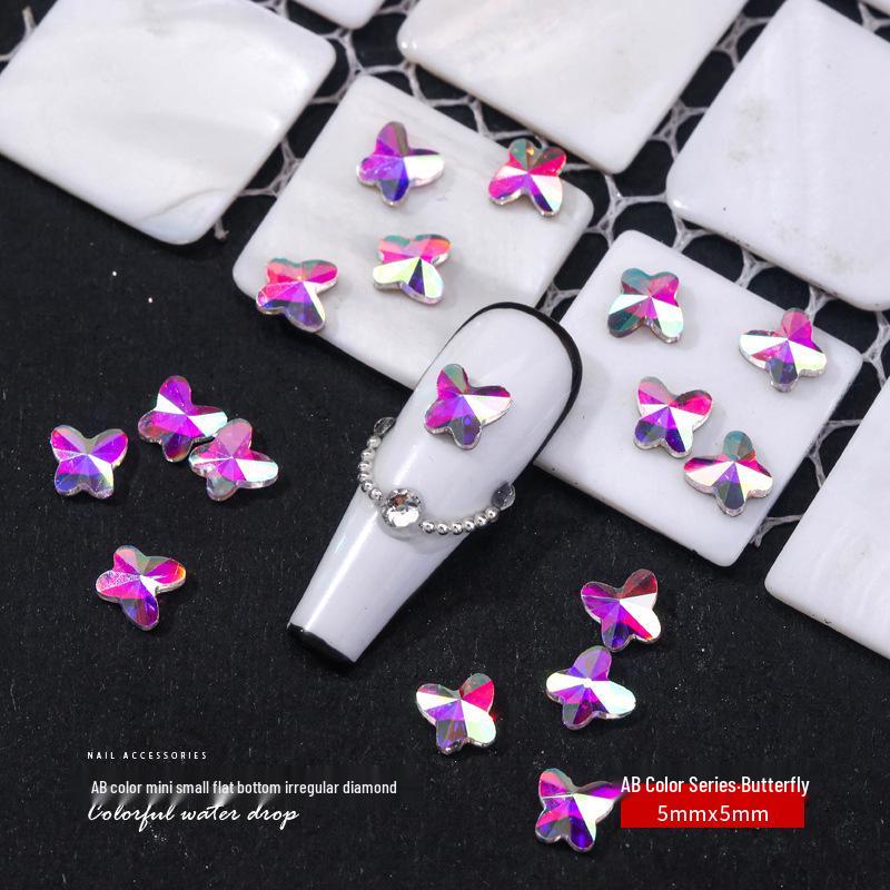 Pietre Nail Art: Diamante de sticlă AB irizate, Accente colorate cu fund plat pentru manichiuri