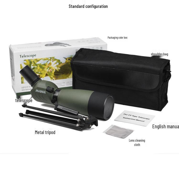 25-75x70 HD Waterproof Birdwatching Telescope with Low-Light Night Vision for Adults - Ideal for Outdoor and Target Shooting