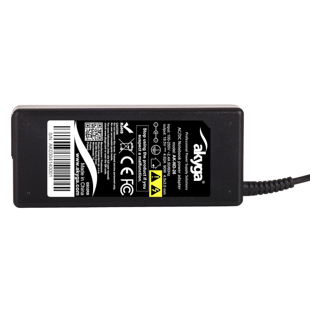 Akyga Ak-Nd-26 Power Adapter For Hp Laptop 19.5V 4.62A 90W 4.5 X 3.0 + Pin 1.2M