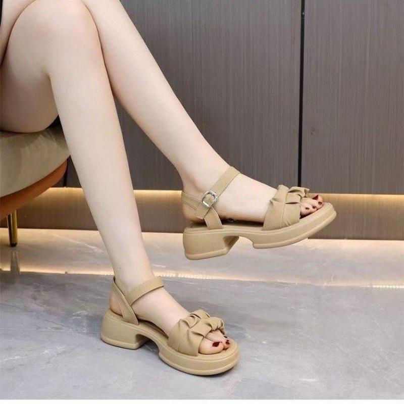 Nuevas Sandalias Casuales y Versátiles para Mujer con Suela Gruesa para Zapatos que Aumentan la Altura y Zapatos de Playa con Tacones Gruesos
