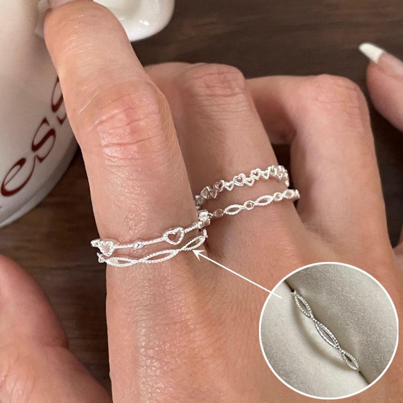 Korean S925 Silver Cross Military Flower Ring: Retro, Adjustable, Fashionable Hip-Hop Index Finger Design for Women.