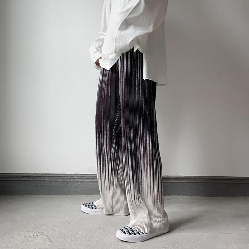 Summer Men's and Women's Silk Pleated Casual Pants Wide Leg Oversize Pants Streetwear Vintage Pants Clothes Trousers