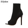 Fashion Eilyken New Style Peep Toe Ankle Boots Stretch Women Fabric Out Breathable Booties Sexy Dance Pole Ladies Pumps Shoes