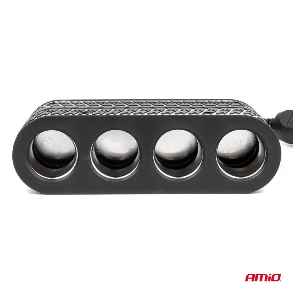 Cigarette lighter socket splitter with charger 2x USB-A 1x USB-C 12V 24V 120W 80cm AMIO-04367