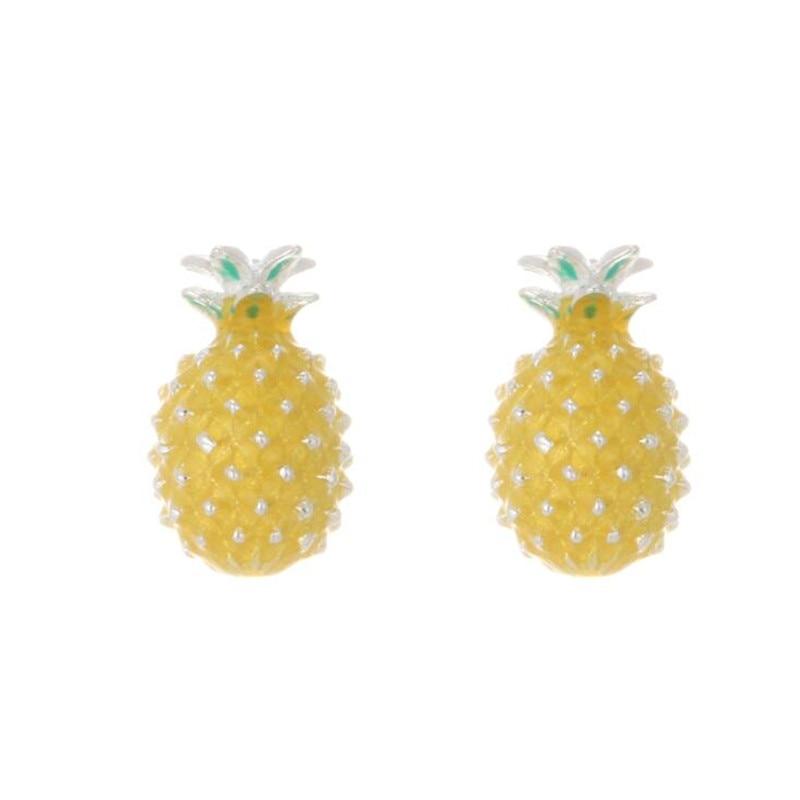 Nouvelle Mode Créative Fruit Personnalité Bijoux Argent Sterling 925 Adorable Doux Mignon Ananas Cristal Femmes Boucles d'Oreilles Puces Se578