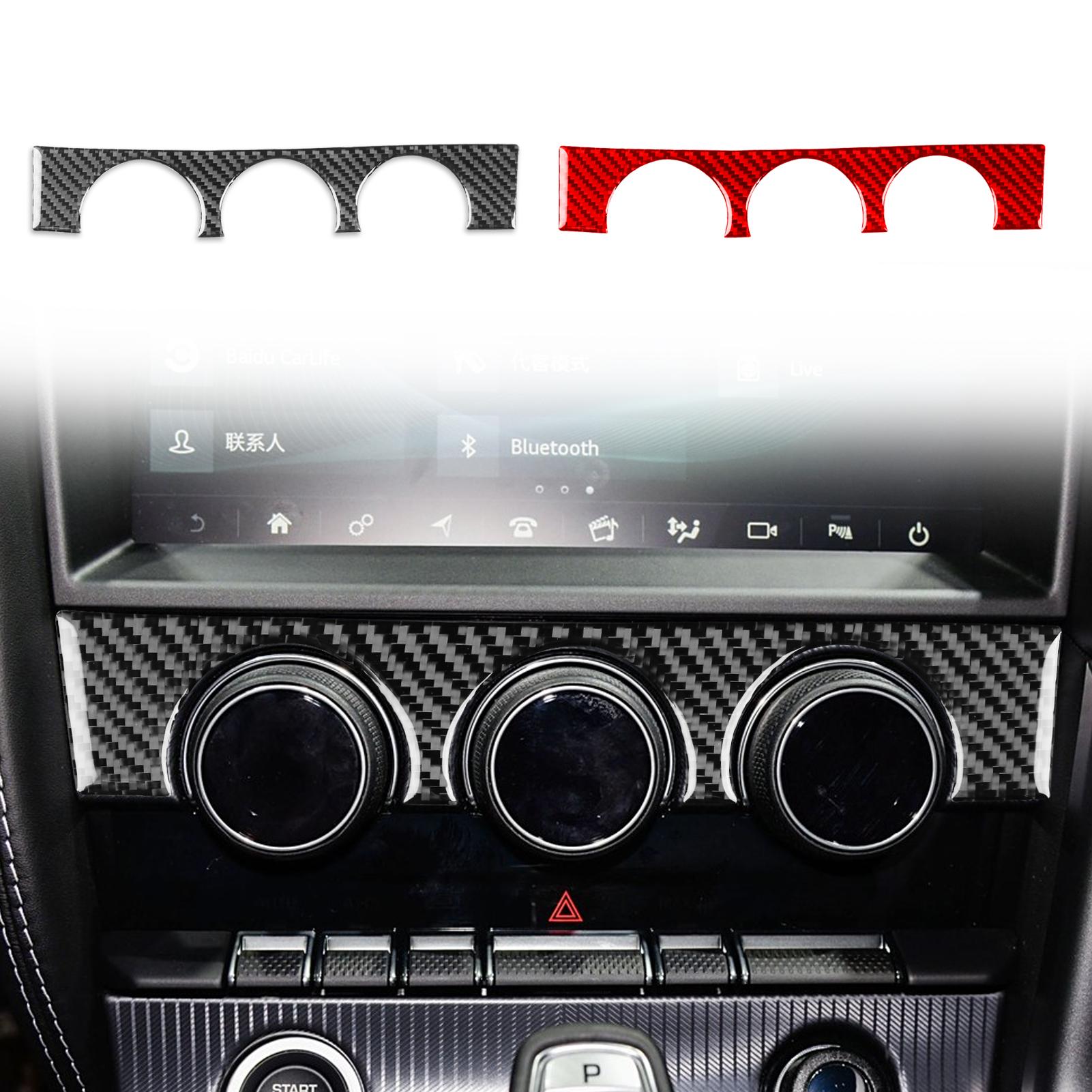Аксессуары для автомобиля из углеродного волокна Панель Cover Trim Sticker Модификация ручки кондиционера AC для Jaguar F-Type 2013—2024 Black Carbon Fiber