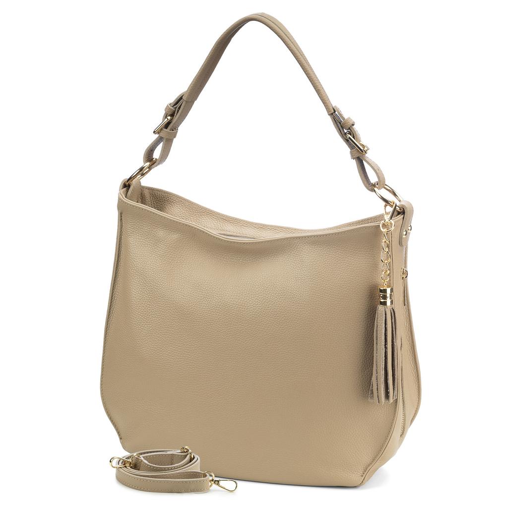 Vera Pelle Women's Handbag Beige Leather A4 Shopper Bag Shoulder Bag