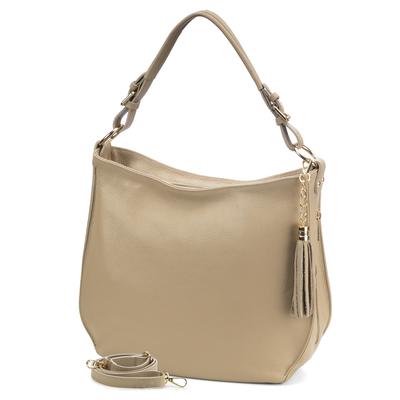 Vera Pelle Women's Handbag Beige Leather A4 Shopper Bag Shoulder Bag