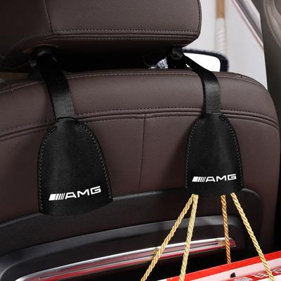 1/2 piezas Gancho de Cuero para Respaldo de Asiento de Coche Portátil Estante Colgante para Bolsas Para Mercedes Benz AMG W212 W205 W246 W177 W176 W213 GLC GLE GLS ML Lámpara Láser de Bienvenida