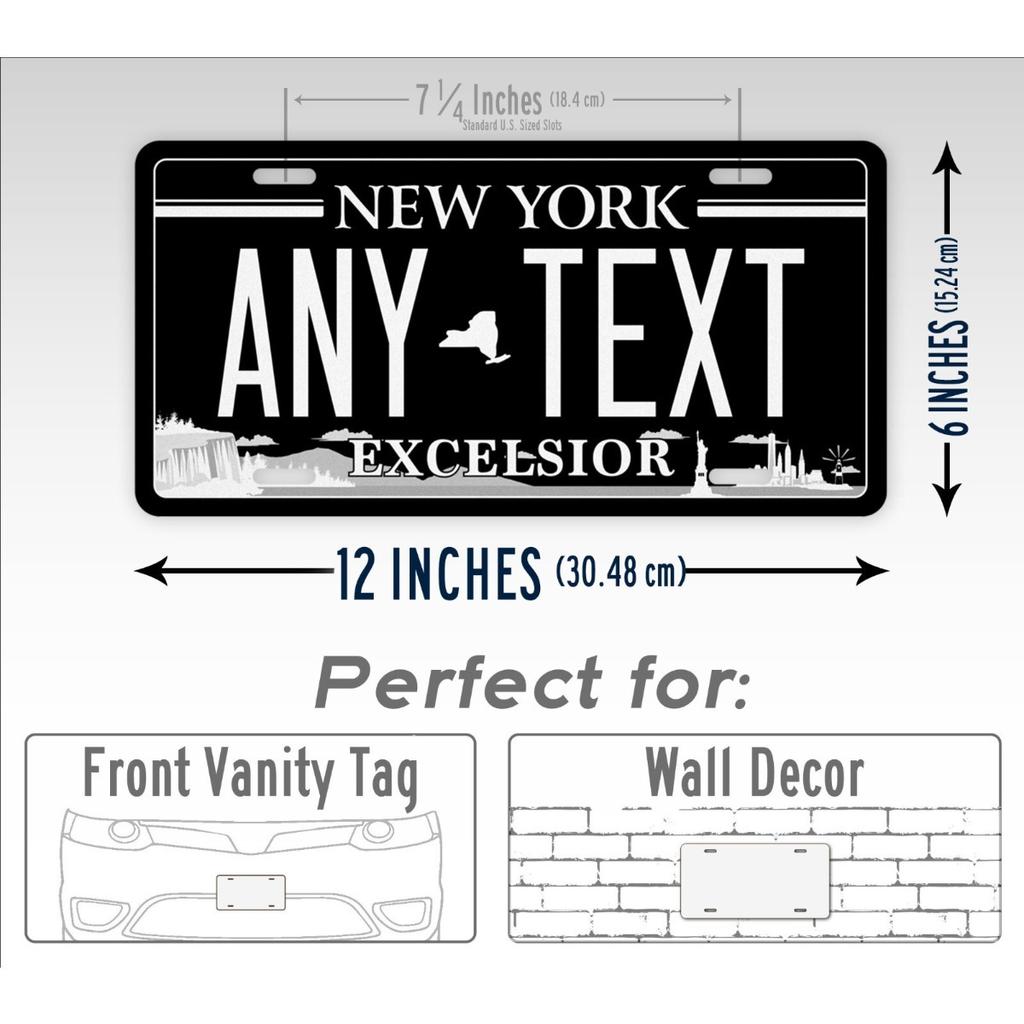 Custom 6x12 Blacked Out New York Excelsior Plate Personalized Car Decor Accessory