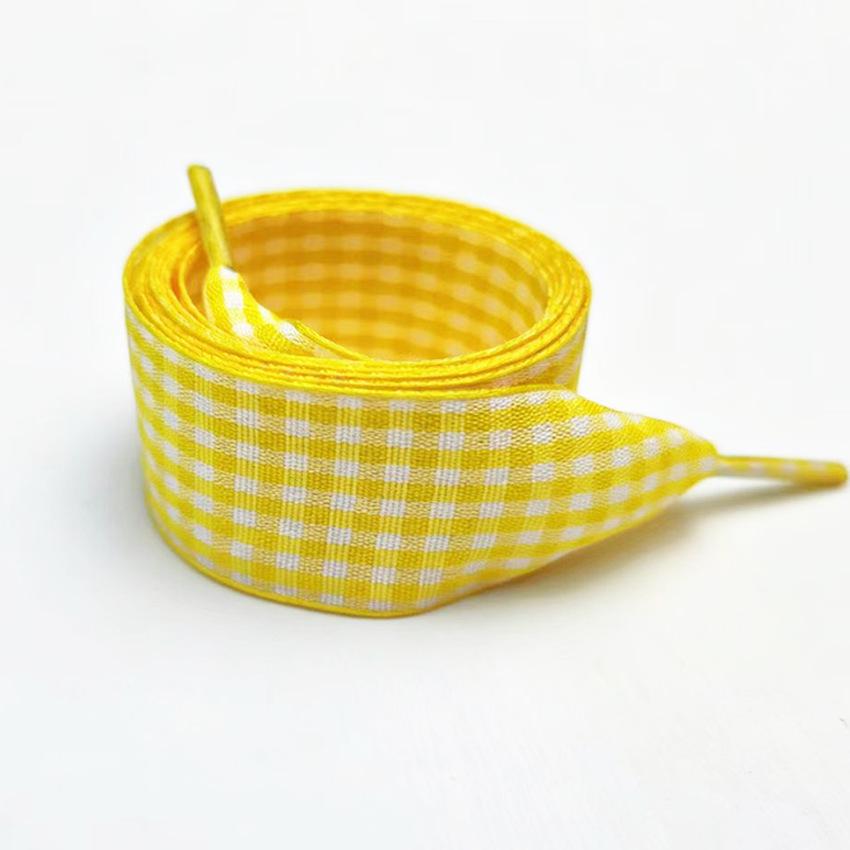 Plaid Ribbon 2.5cm Square Shoelaces - Sweet College & British Style White Shoelaces