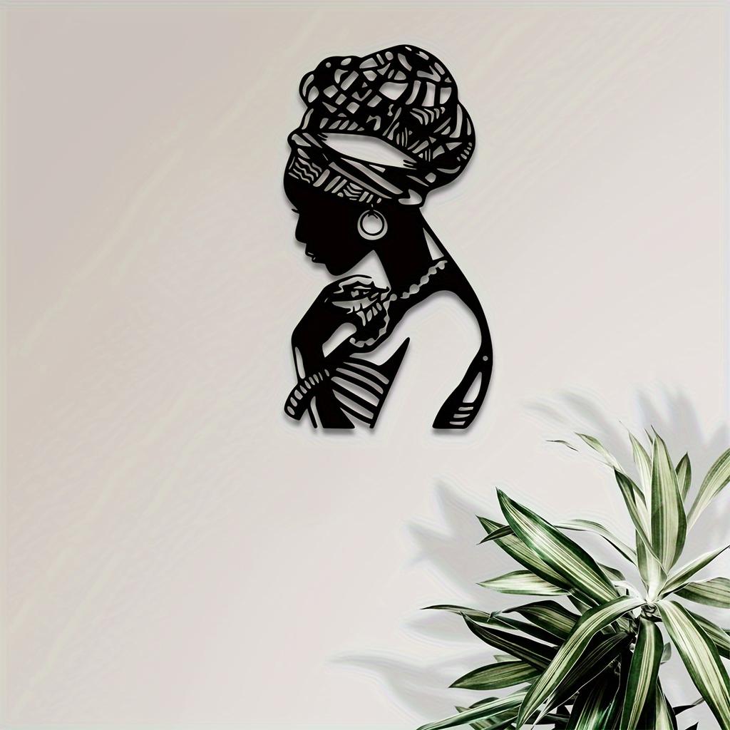 1pc African Woman Metal Wall Art Queen Hanging Black Decor Halloween Christmas New Year Gift