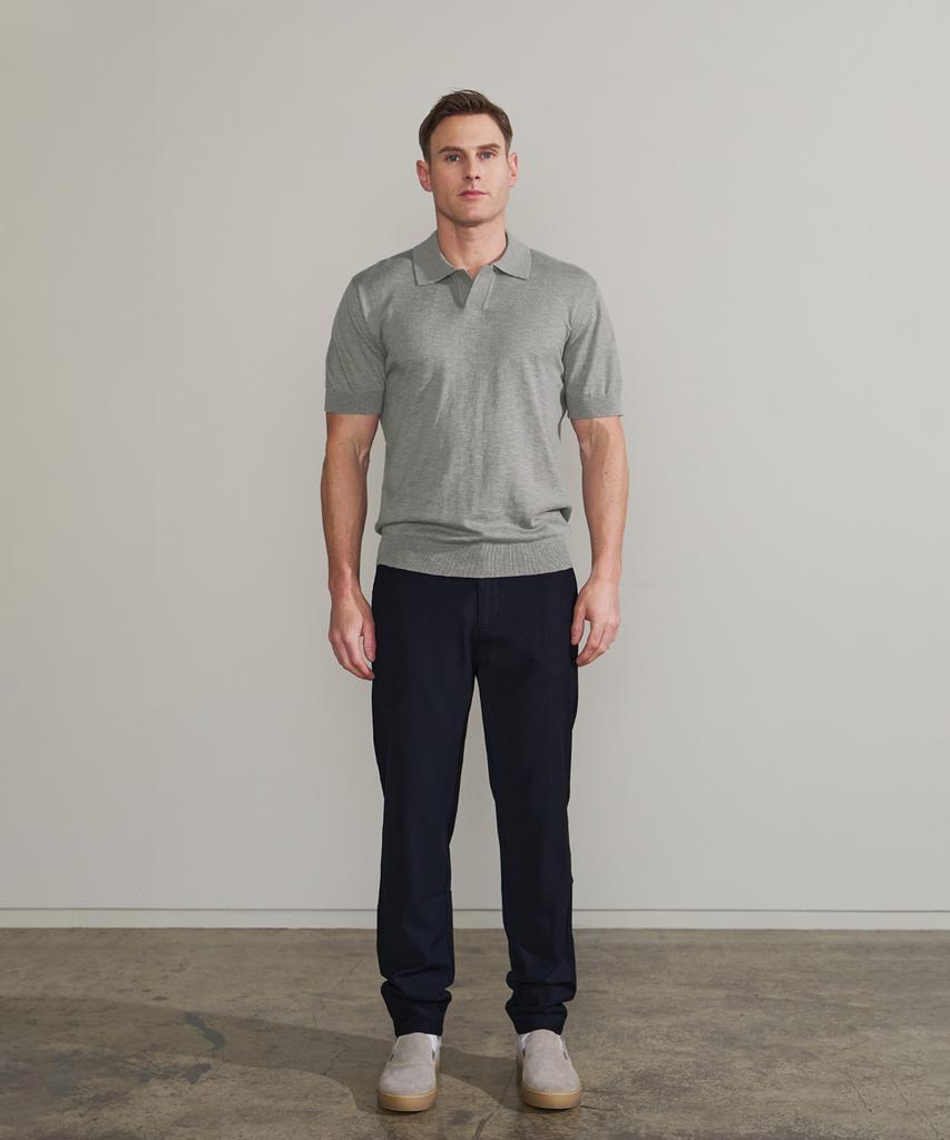 PANICALE Grey Johnny Collar Polo Knit
