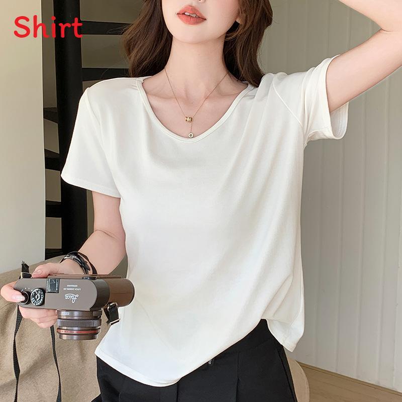 Casual Summer T Shirt For Women With V Neck And Snowflake Cotton Material