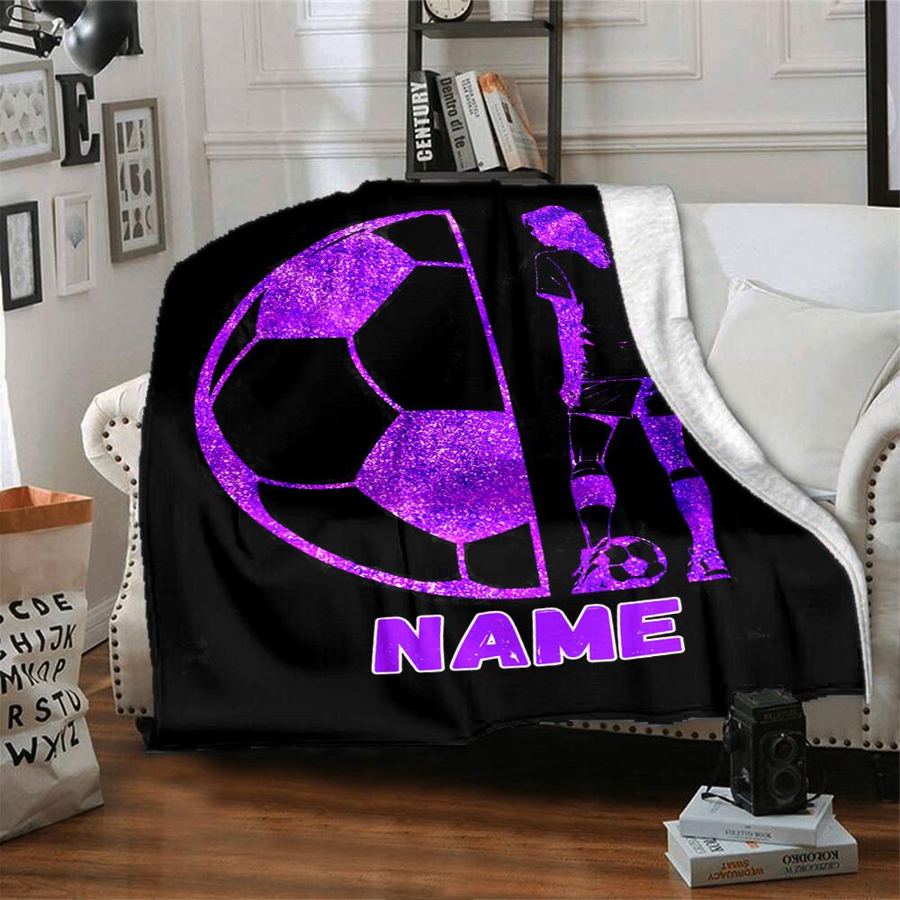 Soccer Ball Home Customize Your Name Blankets Comfortable Soft Lightweight Allseason Multipurpose Blanket For Picnics Sofas Offices Beds Living Rooms