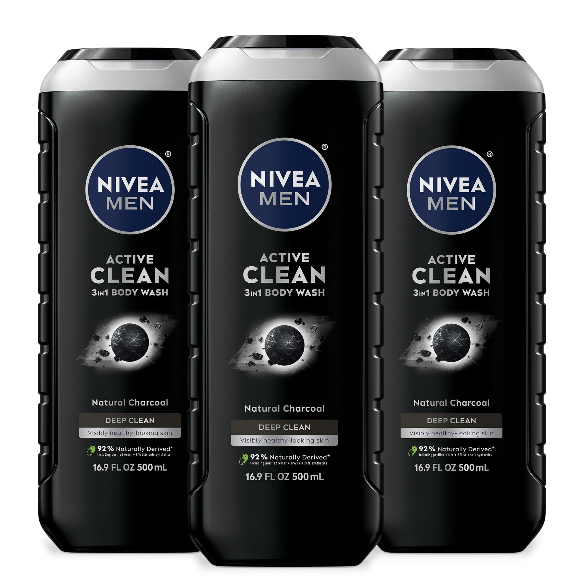 

Nivea Men Active Clean Body Natural жидкая унция, гель для душа, 16,9 (3 шт.)