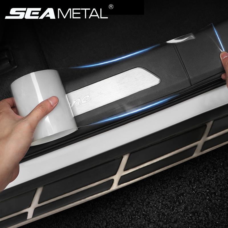 

SEAMETAL прозрачная защитная наклейка для автомобиля, защита края порога, наклейки, автомобильная пленка против столкновений, защитная пленка для автомобиля