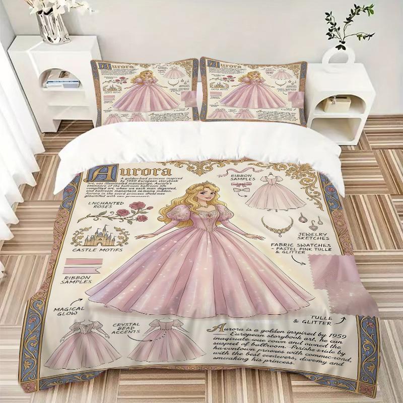 3pcs Auroras Ball Gown Bedding Set, Includes One Quilt Cover and Two Pillowcases, Bedroom and Guest Room Decoration. T72301176