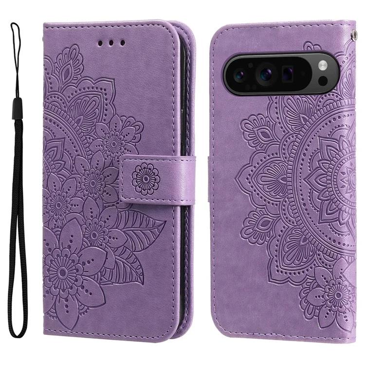

For Google Pixel 9 Pro XL Wallet Case Flower Pattern Folding Stand Leather Phone Cover