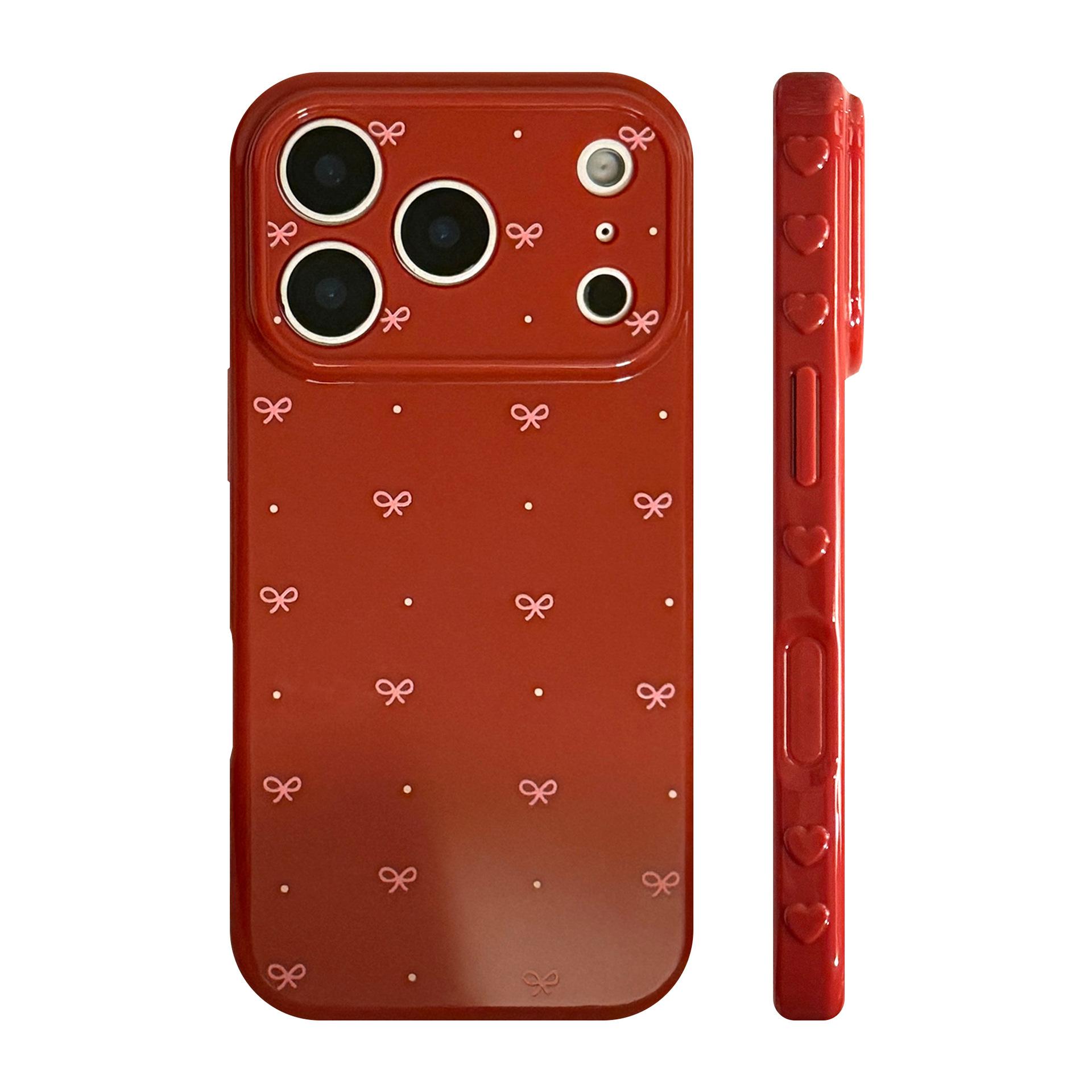 Ретро бордовый чехол для телефона с бантом для iPhone 16, iPhone 17, iPhone 17 Pro Max iPhone 11
