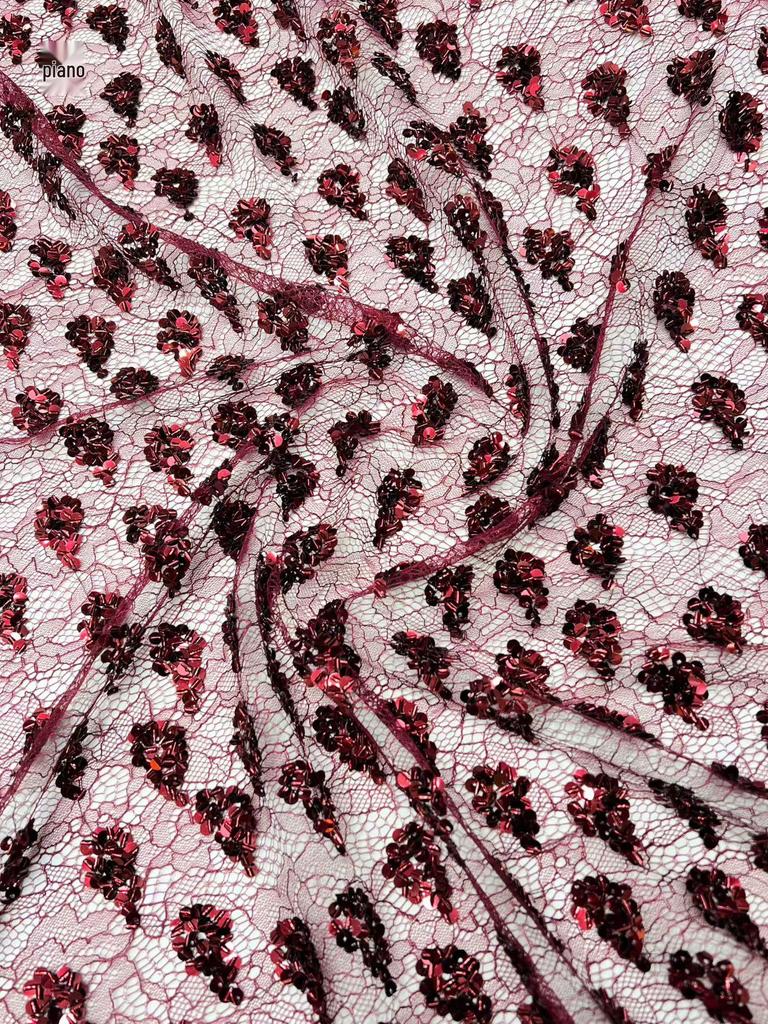 New Fashion Dark Pattern Sequin Embroidery Net Base - Retail & Samples Available