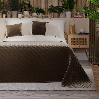 VELVI Quilted Bedspread - Warm Brown - 170x210 Cm