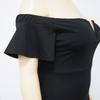 Plus Size Black Off Shoulder Ruffle Mesh Insert Bodycon Maxi Dress