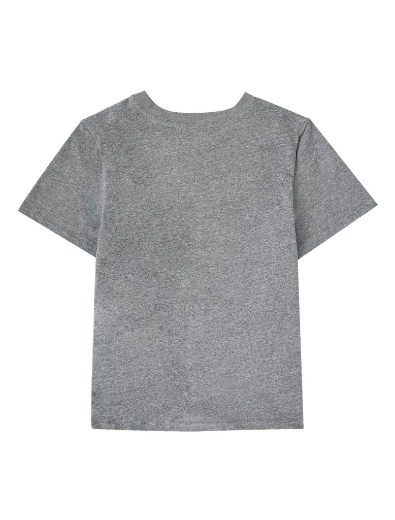 Lupeu Lace Cross Stud Slim Fit Short Sleeve Tee Gray