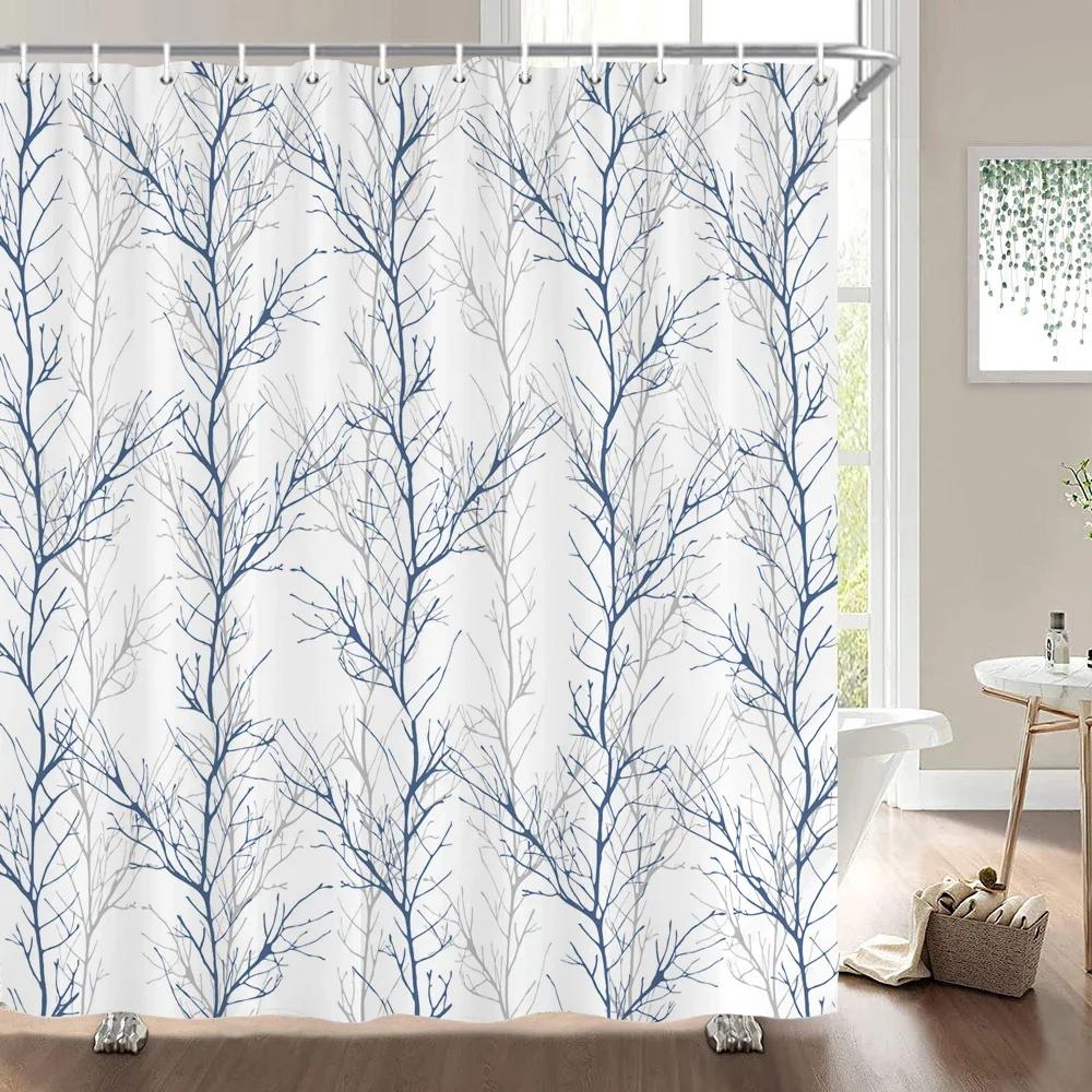 

3D Printed Fabric Shower Curtains Floral Bath Screens Waterproof Bathroom Decor with Hooks Flowers and Birds Shower Curtain W90XH180cm