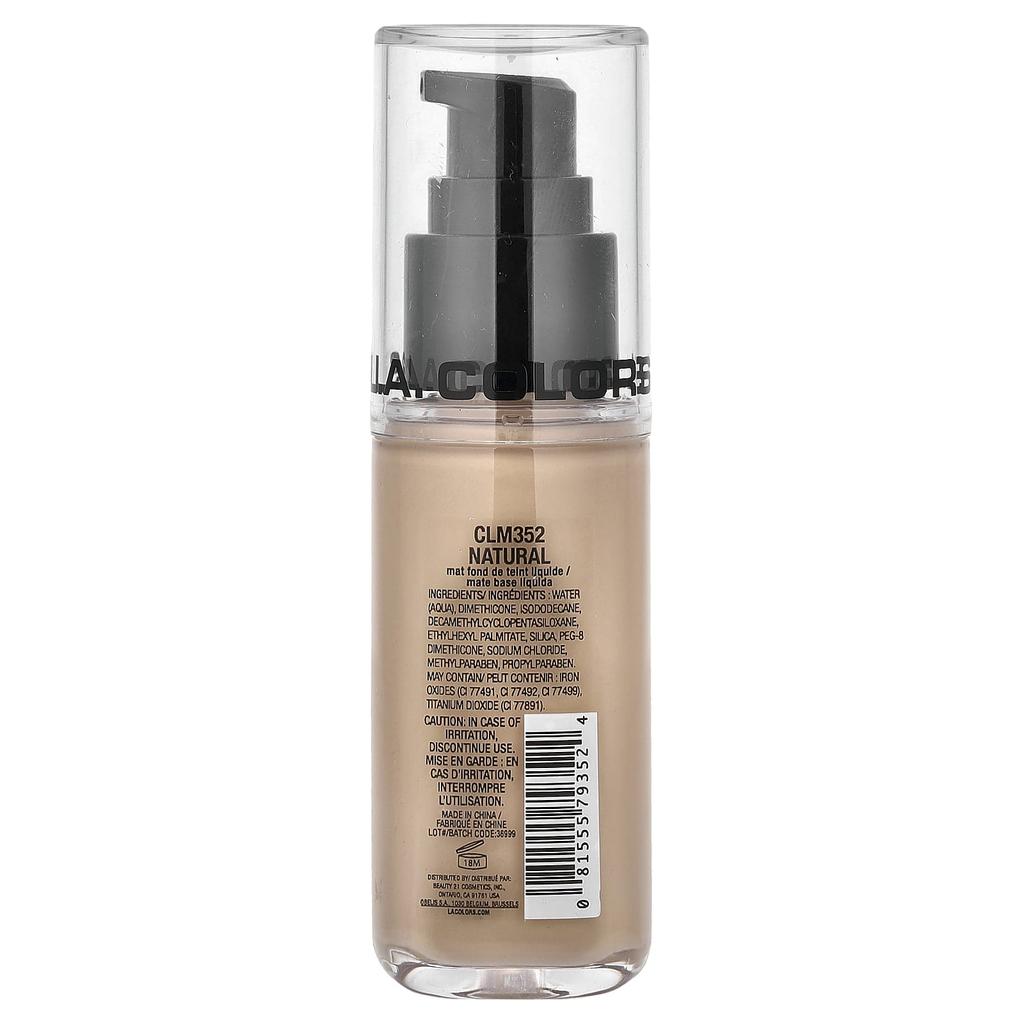L.A. Colors Truly Matte Foundation, CLM352 Natural, 40ml (1.35fl oz)