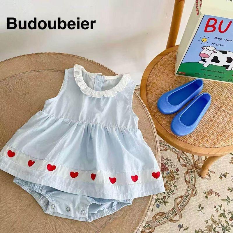 

Baby Triangle Romper Summer Heart-Shaped Skirt-Style Bodysuit for Girls, Thin One-Piece Crawling Outfit, Trendy New Style Blue 59