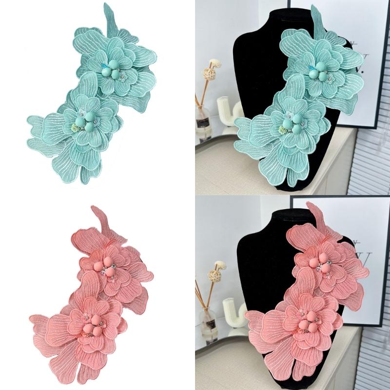 Polyester Flower Brooch Pin 3D Flower Pin Polyester Brooch Elegant Lapel Pin Wedding Dress Corsage for Daily Party Wear