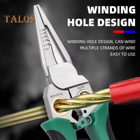 

Клещи для зачистки проводов из нержавеющей стали 8-в-1 Многофункциональные плоскогубцы электрика Измерение электричества Нескользящая эргономичная ручка Professional зелёный