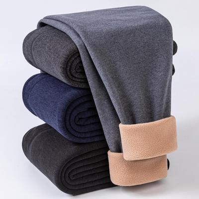 Men's Fleece-Lined Wool Warm Pants - Camel, Lambswool, Cold-Proof Winter Base Layer