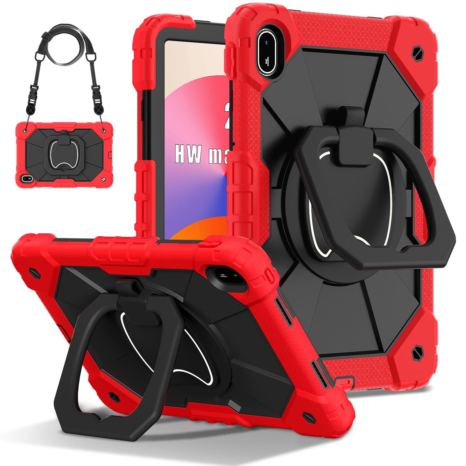 

For Huawei MatePad SE 11 11.5S Funda matepad Air 11.5 AGS6-W00 W09 L09 Silicone Shockproof Tablet Cover with 360°Rotating Grip Matepad SE 11 2024 красный черный