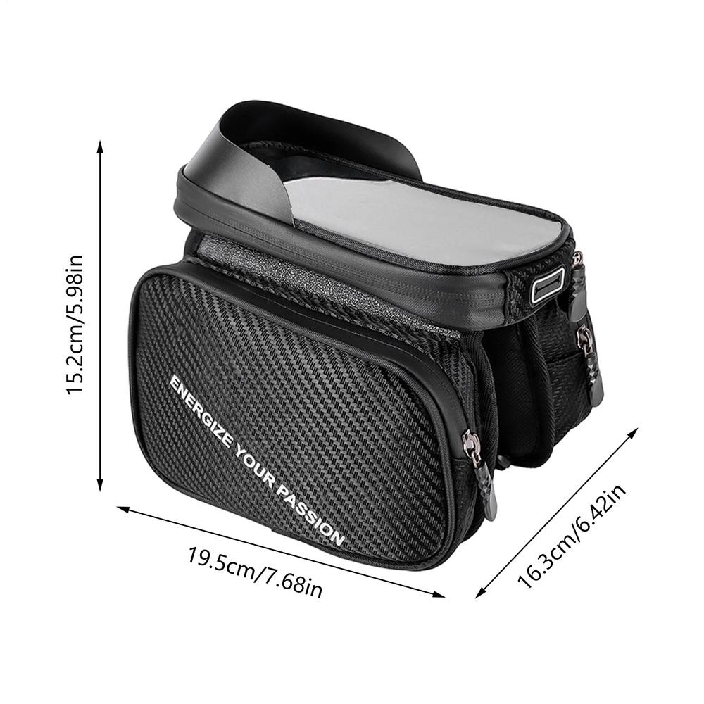 Bicycle Frame Top Tube Bag Waterproof Touchscreen Phone Holder Mountain Bike Bag for Road Mountain City Cycling Electric