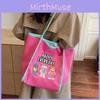 Dopamine Embroidery Tote Bag Shopping Bag With Lock Closure For Daily Use
