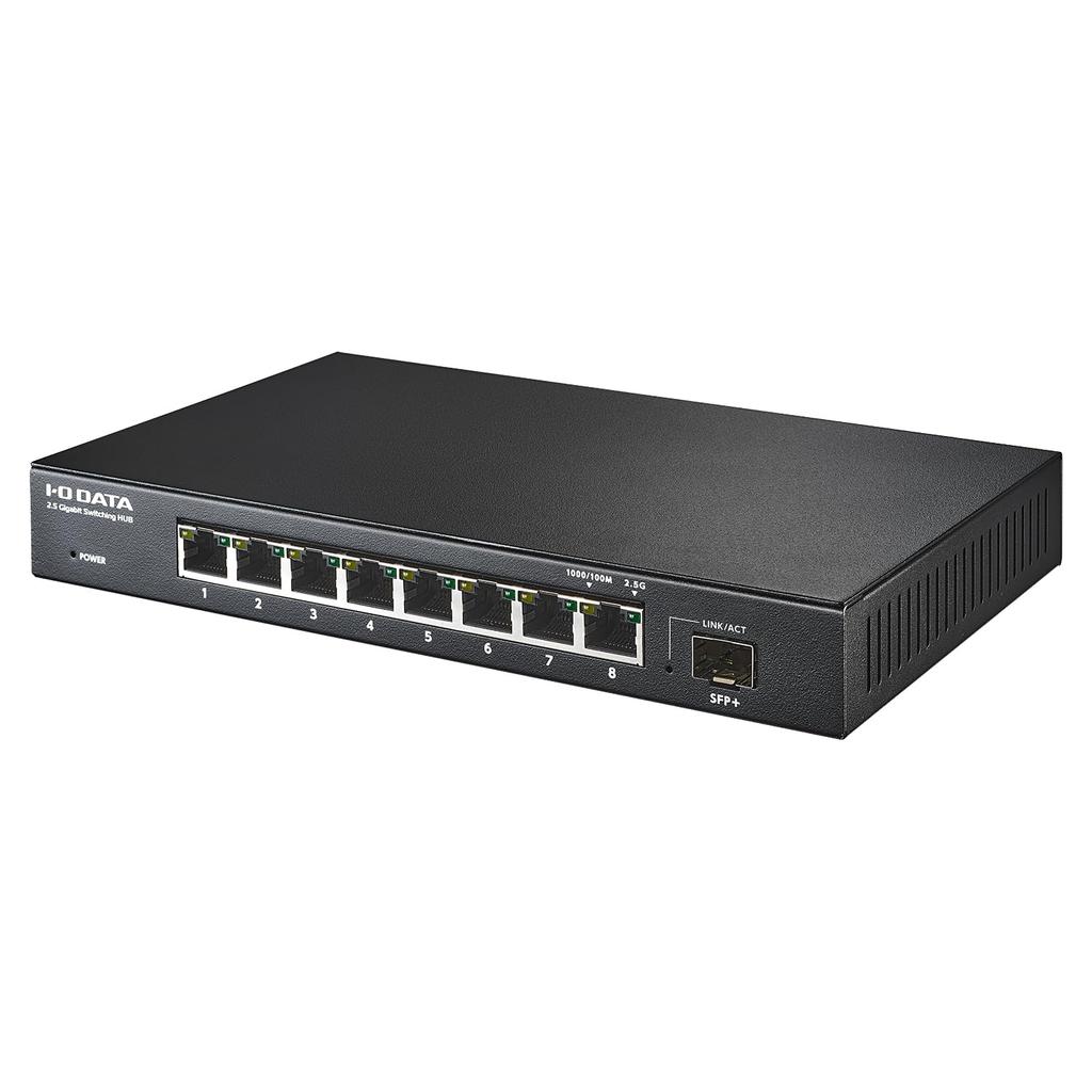 IODATA 10G Compatible Switching Loop Detection and Prevention Wall Japanese 8-Port SFP+ 2.5Gbps Hub, Multi-Gigabit Port,