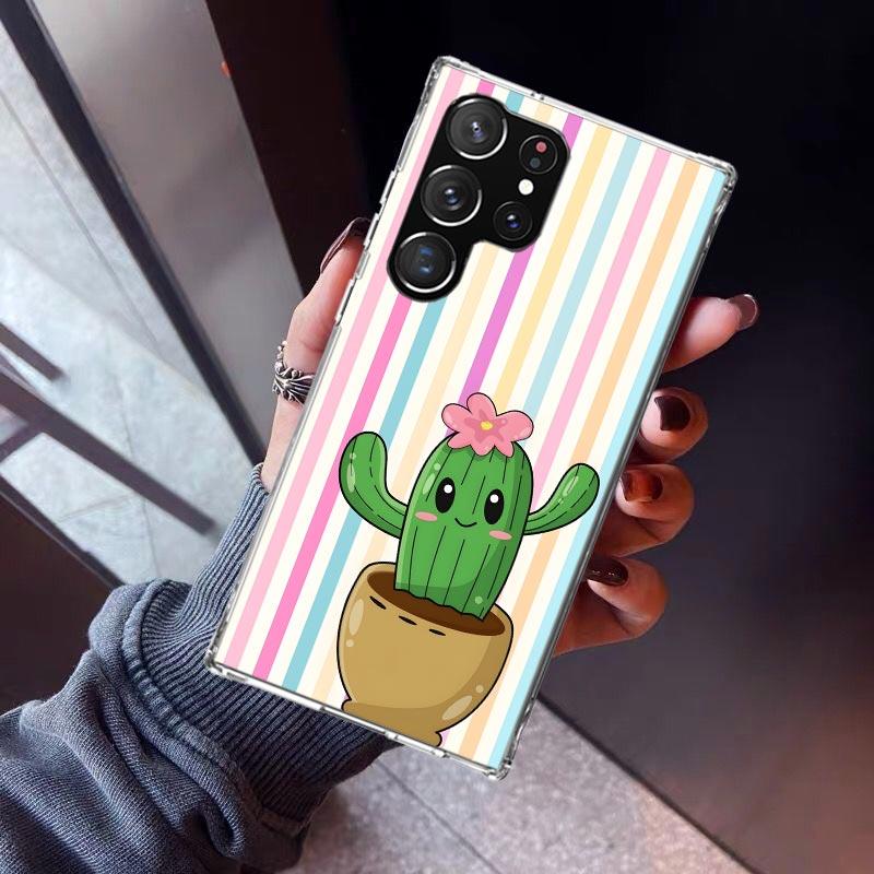 Cartoon Plant Cactus Phone Case For Samsung Galaxy S23 S24 S25 Edge S26 Ultra S22 + S21 Plus S20 FE Cover Silicone Print Shell G