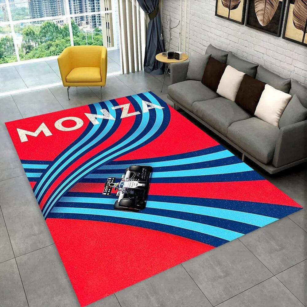 Martini Racing Carpet Mat Rug Blue Red Stripe Home Decoration Non-slip Durable Modern Living Room Floor Mat with Logo Design