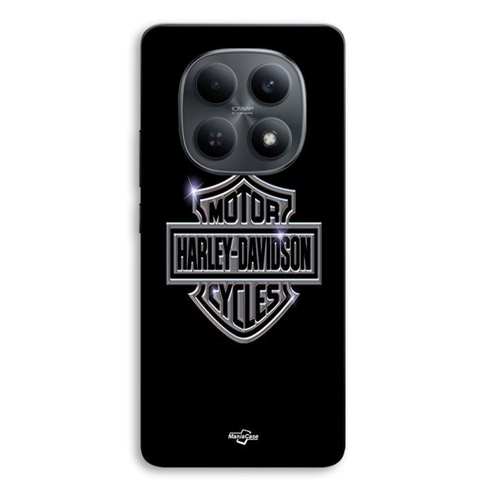 Handyhülle - MANIACASE - Xiaomi Redmi Note 15 5g - Silikon TPU - Harley-Davidson Logo - Grau und Schwarz grau