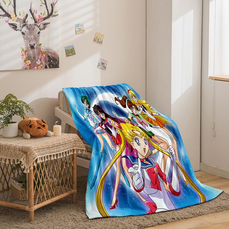 Japanese Beauty Girl Series Flannel Fleece Blanket 3D Printed Sofa Blanket Thickened Blanket